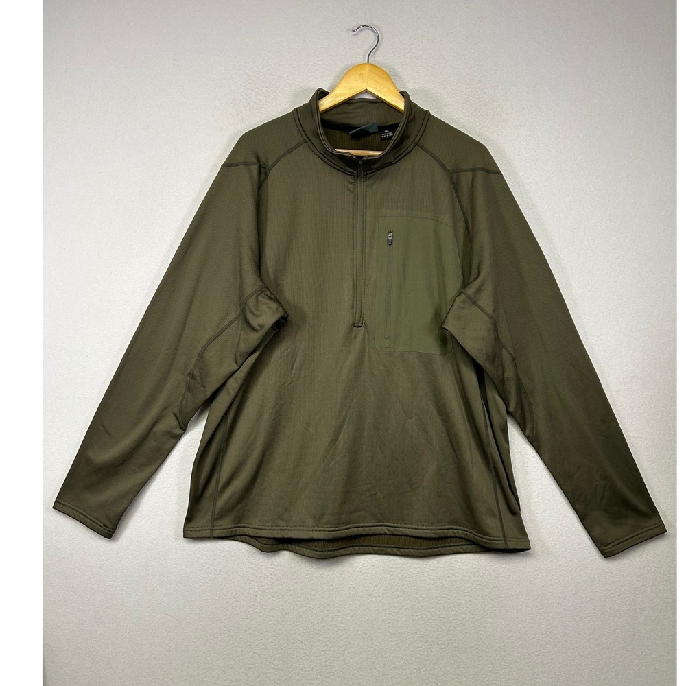 Gorpcore Pulse Mens 2XL Olive Green Quarter Zip Grid‎ Fleece Athletic Pullover